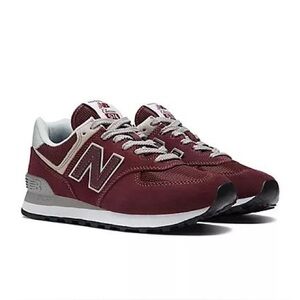 New Balance Big Kids 574 Burgundy/Gray Sneakers – Size 5